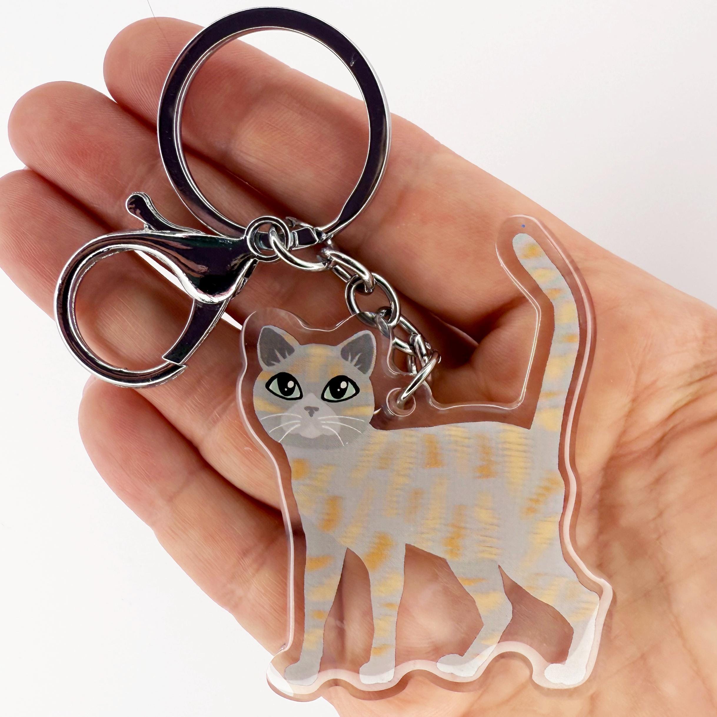 Dilute Tortoiseshell Cat Keychain: Clear Acrylic Tortie Charm - Etsy