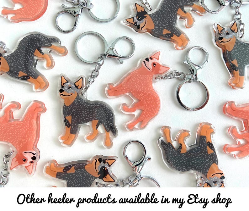 Australian Cattle Dog Keychain: Blue & Red Heeler Acrylic Charm image 7
