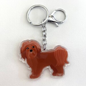 VANCA CRAFT Havanese Dog Leather Keychain - Handmade Genuine Leather Keyring, Collectible Made In Japan