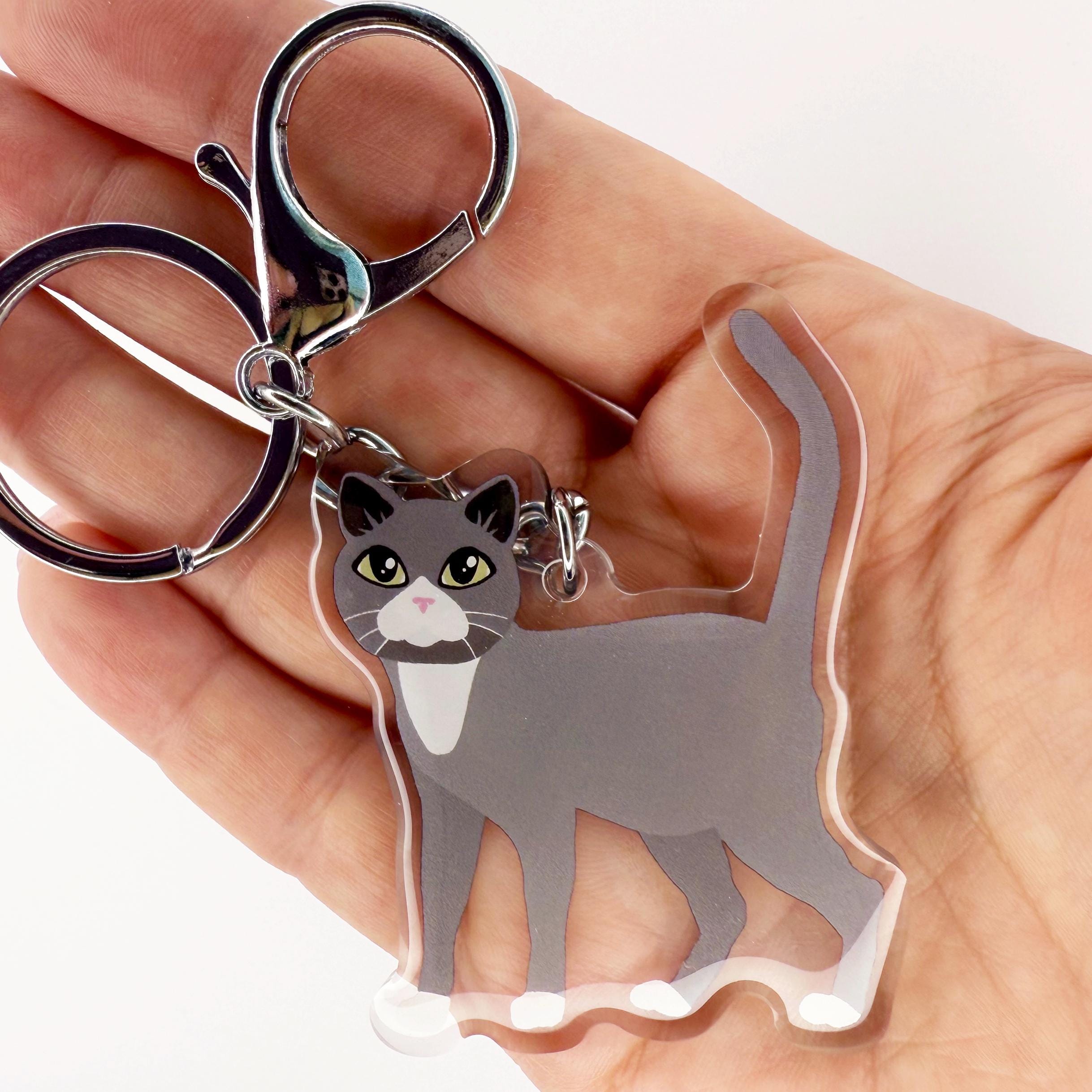 Grey Cat Keychain - Etsy