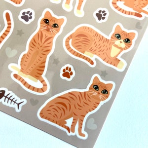 Orange Tabby Cat Sticker Sheet: Glossy Vinyl Water-resistant Stickers ...