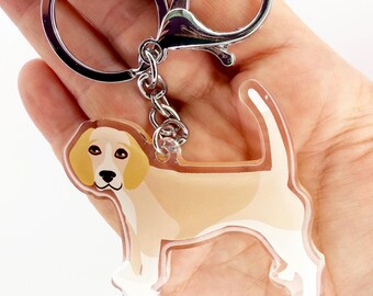 Lemon Beagle Keychain, Cute Acrylic Dog Charm