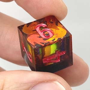 Fireball Dice Set - Handmade Resin Cast Tabletop Gaming Dice