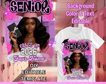 Class of 2026, Editable Canva Graduation Shirt Template, Grad T-Shirt Template, Customize Tee, DIY Sublimation T-Shirt