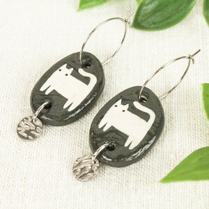 Cat Earrings | White Cat Earrings |  Cat Earrings Dangle | Cute Cat Earrings | Feline Earrings