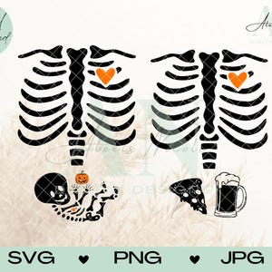 Skelett Schwangerschaft Ankündigung SVG PNG Schnittdatei, Cricut/Silhouette Schnittdatei, trendige Halloween Schwangerschaft Shirts, Paare Kostüm