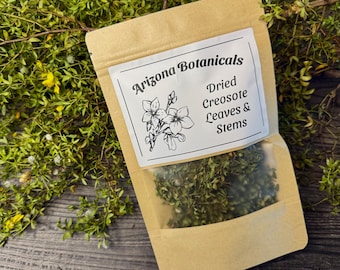 Dried Organic Creosote Arizona Rain Plant leaves and stems .5 oz bag, larrea tridentata or greasewood, Hand Collected