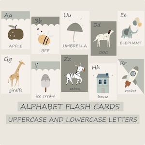 Printable Alphabet Flash Cards, Uppercase And Lowercase Letters, Preschool Montessori Flashcard, Education Supplies, Children First Words