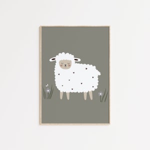 Gender Neutral Sheep Nursery Print, Scandinavian Minimalistic Stylish Wall Art, Baby Nursery Animal Decor, Cute Farm Animal Poster For Baby