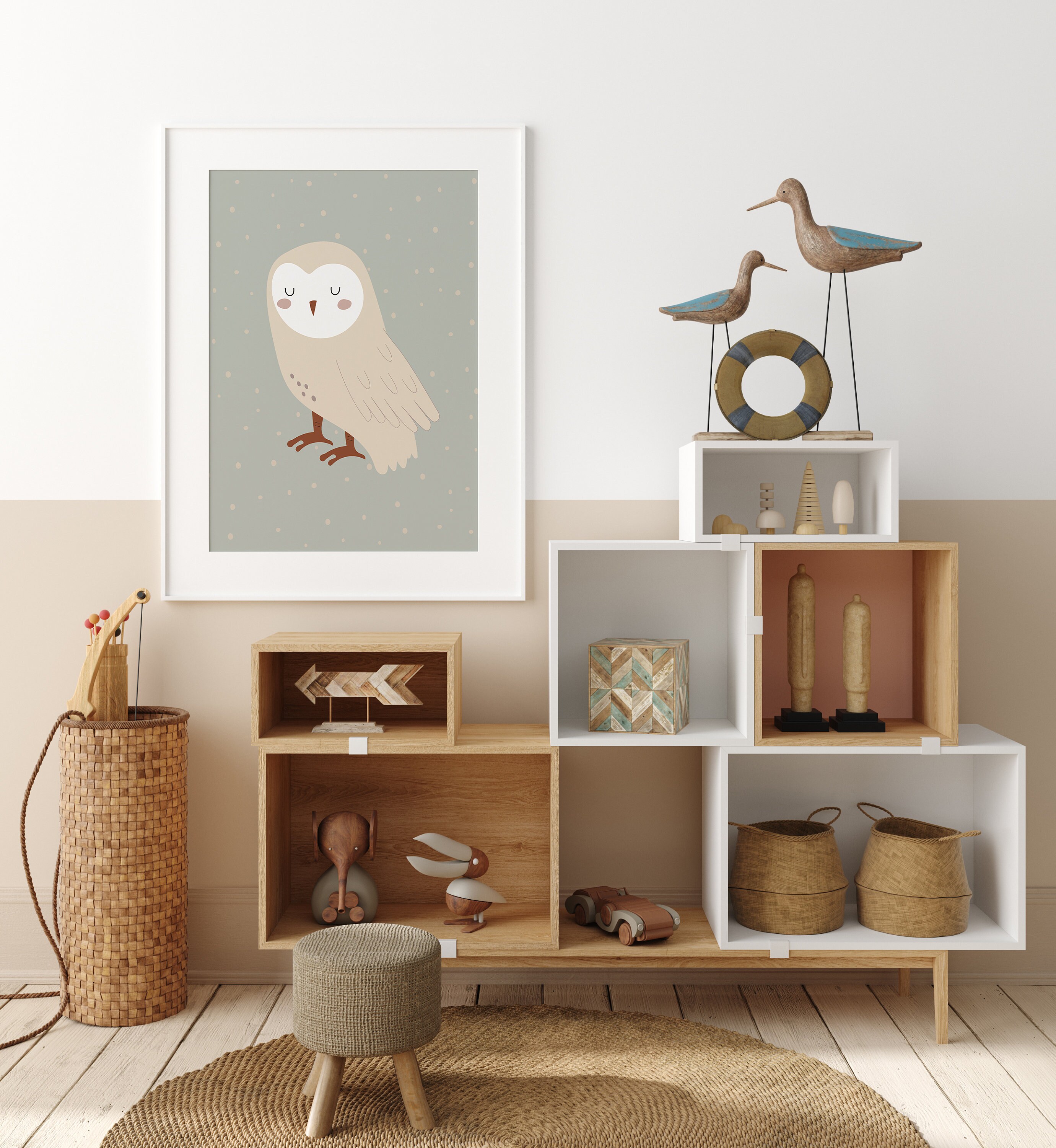 Owl Nursery Wall Art, Woodland Animals Print, Forest Life Animals ...