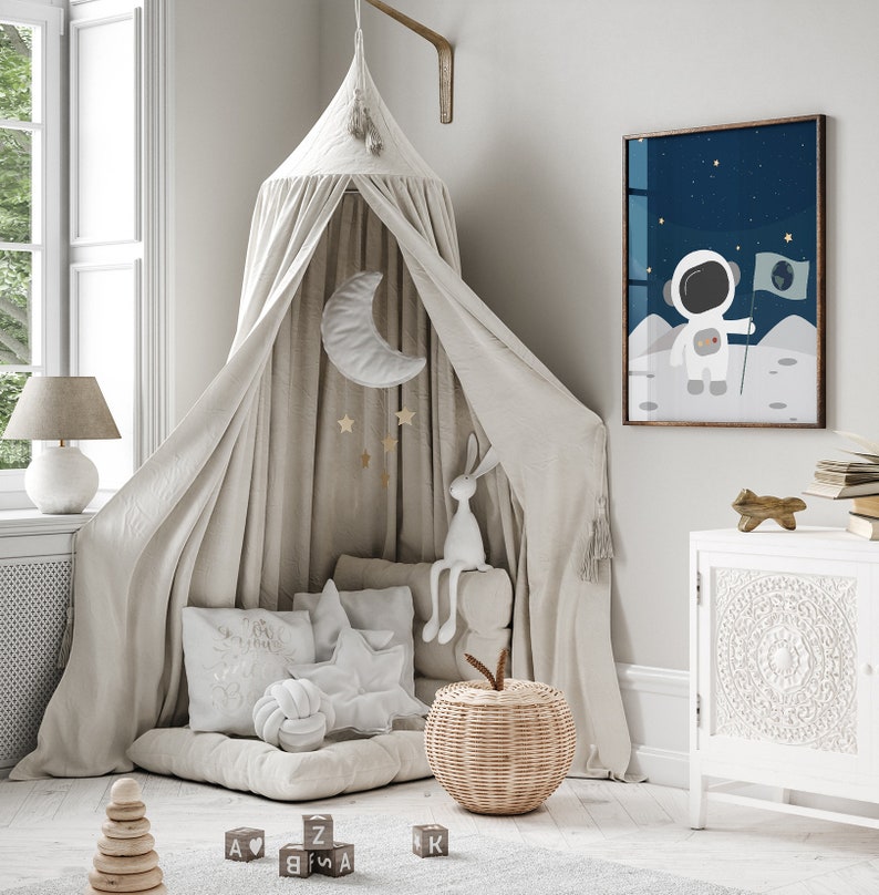 Astronaut Nursery Wall Art for Spaced Theme Nursery, Cosmos Wall Decor ...