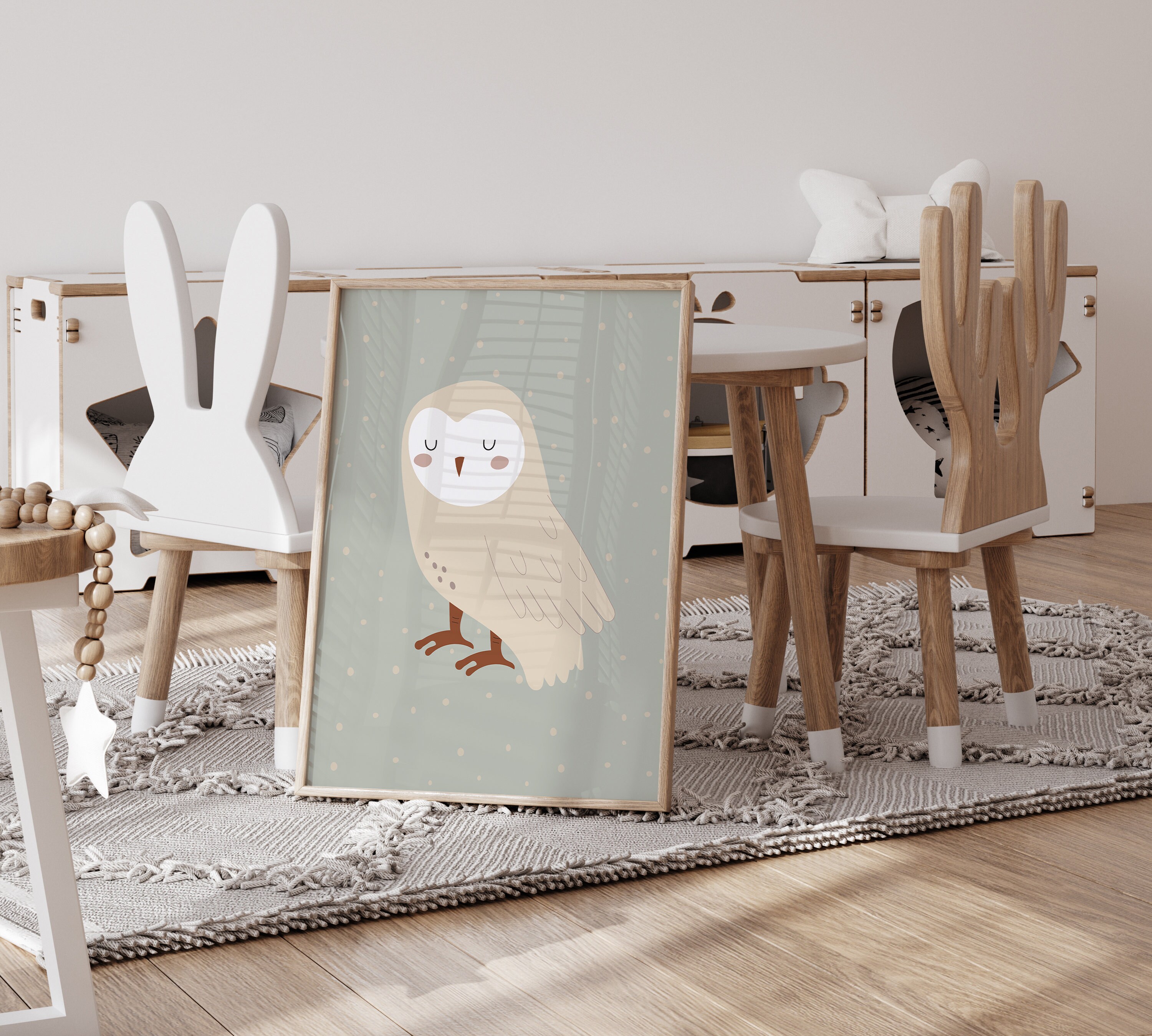 Owl Nursery Wall Art, Woodland Animals Print, Forest Life Animals ...