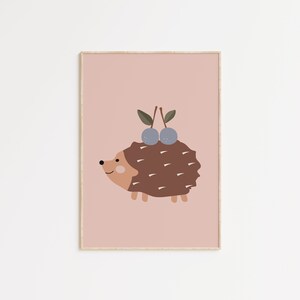 Hedgehog Nursery Wall Art, Woodland Animals Print, Forest Life Animals, Woodland Creatures Prints, Woodland Art For Baby Girl, Hedgehog Art