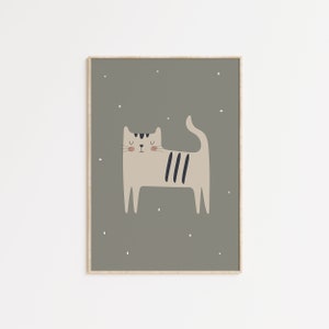 Cute Cat Kids&#39; Room Print, Gender Neutral Nursery Decor, Adorable Kitten Art, Cat Lovers Gift , Playful Children&#39;s Room Wall Art