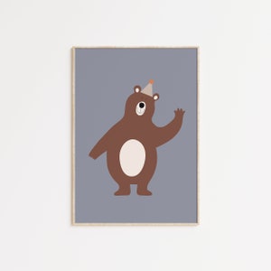Bear Wall Art For Nursery, Gender Neutral Bear Wall Art, Woodland Nursery Bear Print, Doawnloadable Wildlife Poster For Nursery, Scandi