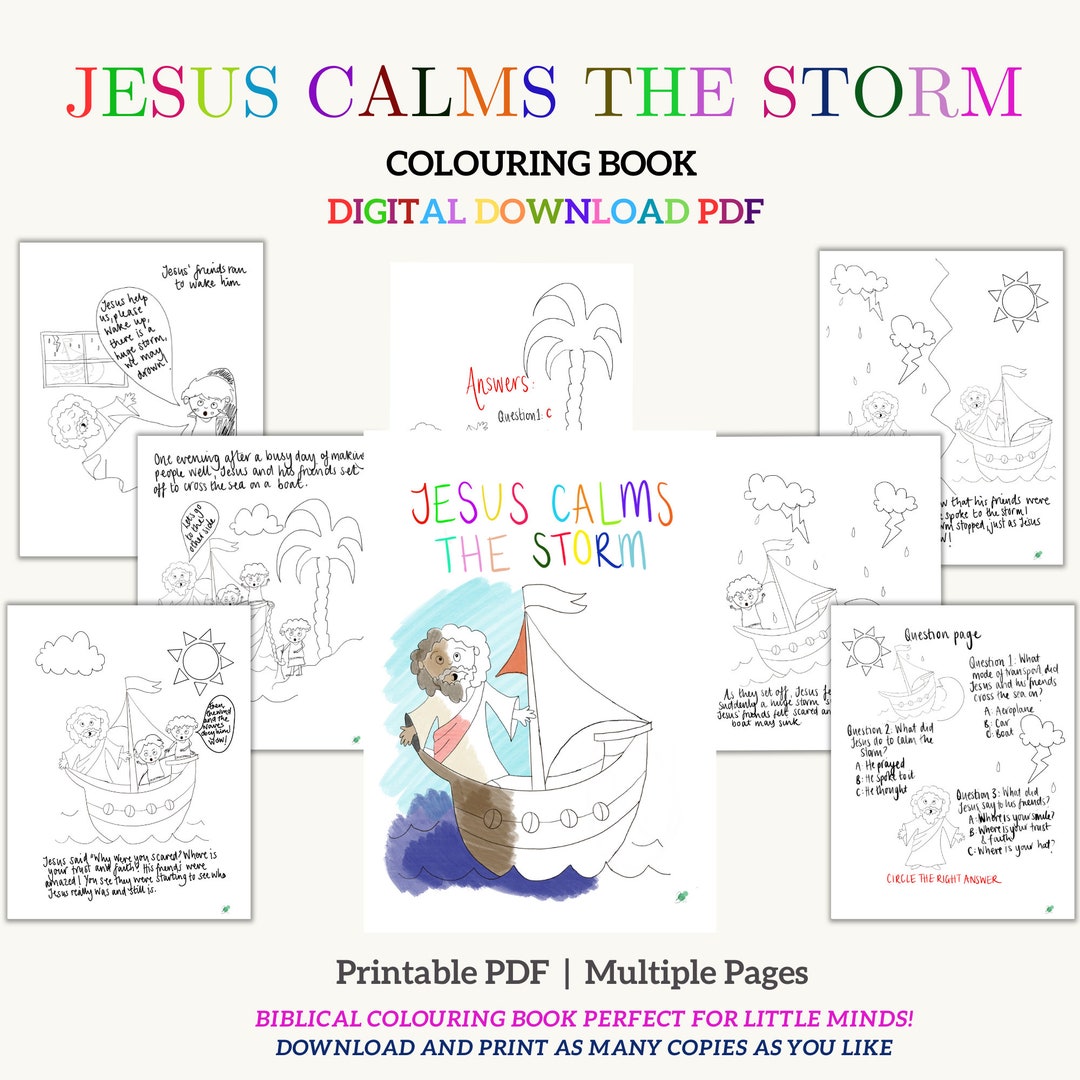 Jesus Calms the Storm Coloring Book: Sunday School Activity (digital ...