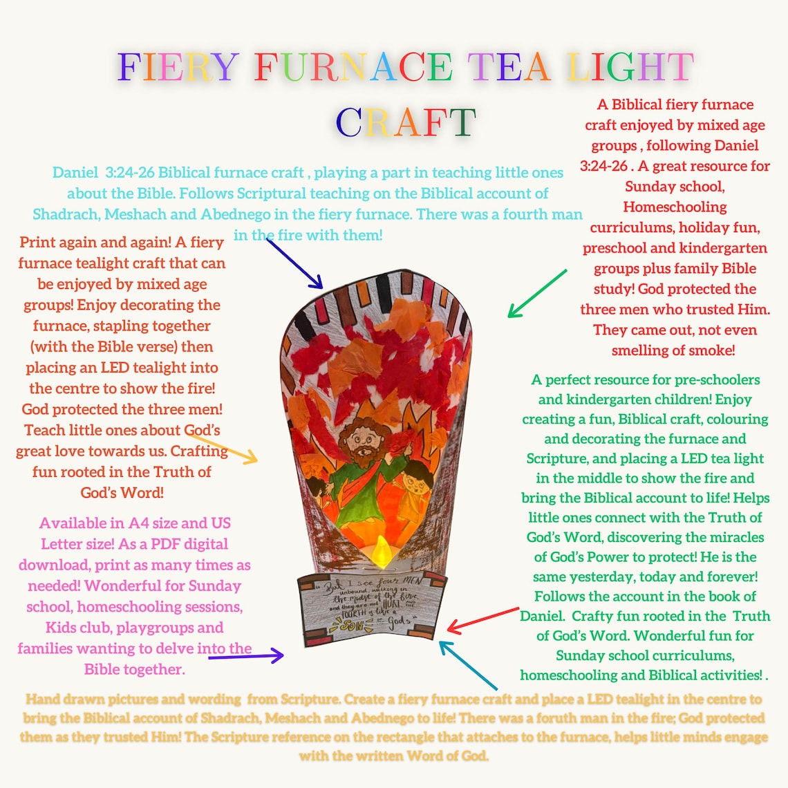 Firey Craft Fiery Furnace Tea Light Craft, Biblical Sunday School Craft, Daniel 3:8 ...