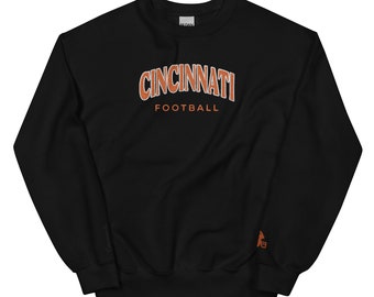Cincinnati Football Embroidered Crewneck Sweatshirt | Cincinnati Helmet Stitched Sweatshirt