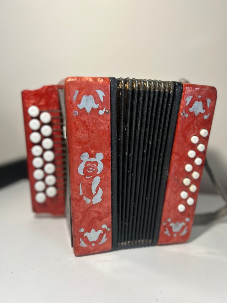 Vintage Keyboard Accordion Musical Instrument teza Children's Accordion.soviet Miniature