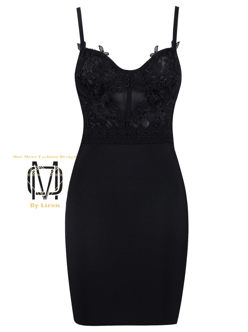 Black Bandage Mini Dress with Spaghetti Straps