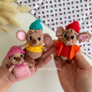 Document PDF ESP/ENG. Modèle d'amigurumi. Pack de patrons : Les 3 souris. modèle de crochet. guide de tricot