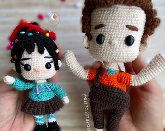 Documento PDF ESP/ENG Patrón de amigurumi. Ralph. Vanellope. guía de tejido. princesas amigurumi