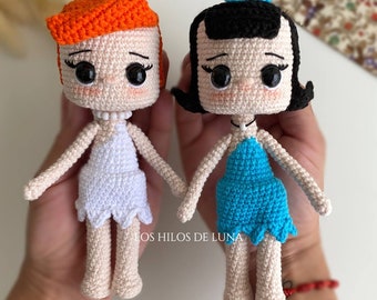 Doc PDF ESP/ENG. Amigurumi pattern. Pattern pack: Wilma Flintstone and Betty Marmol. crochet pattern. crochet. Flintstones