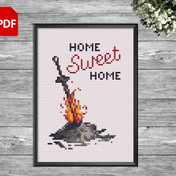 Dark souls bonfire cross stitch pattern