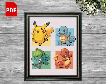 Schema punto croce per i Pokémon starter
