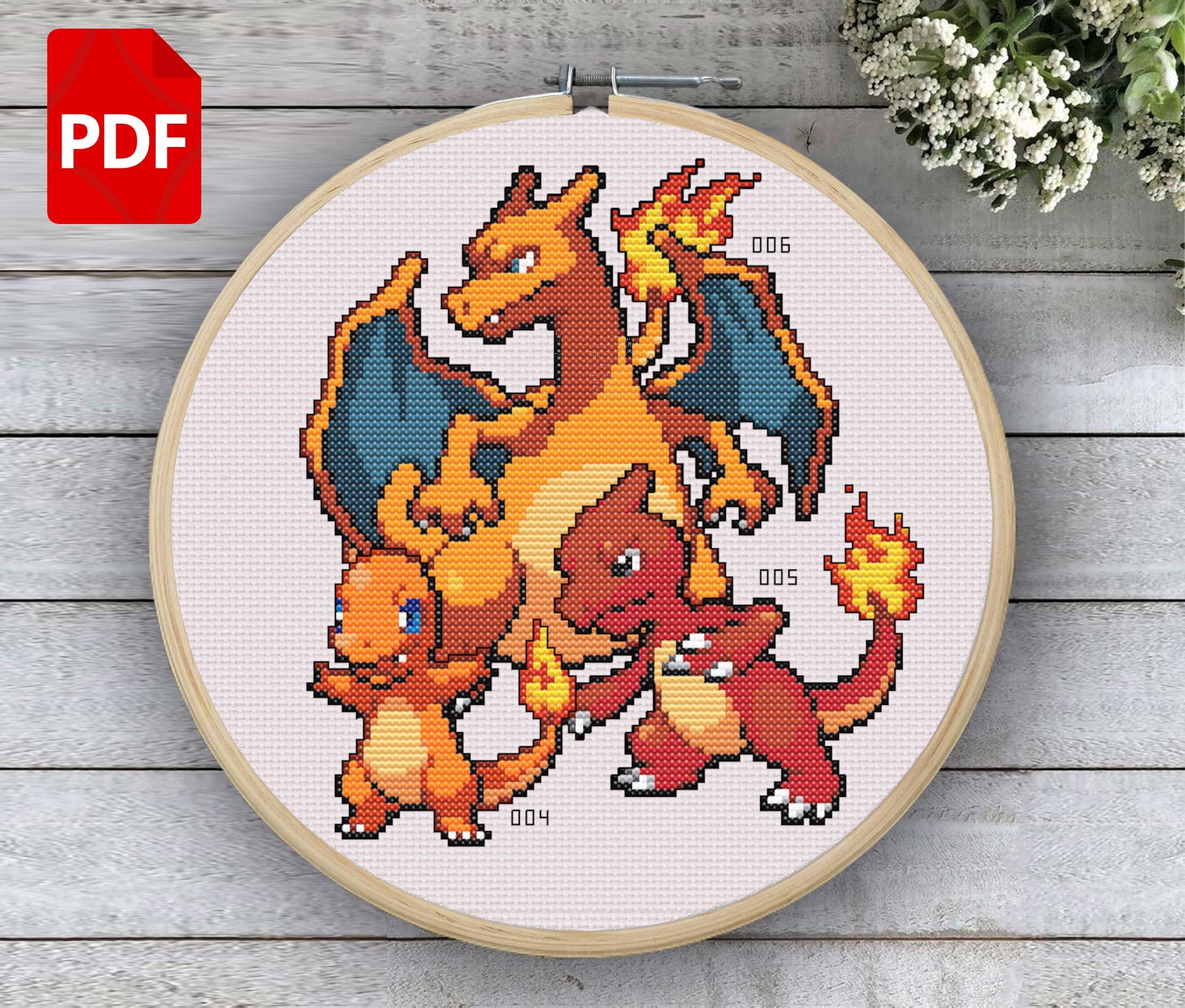 Charmander Evolution Line Cross Stitch Pattern - Etsy