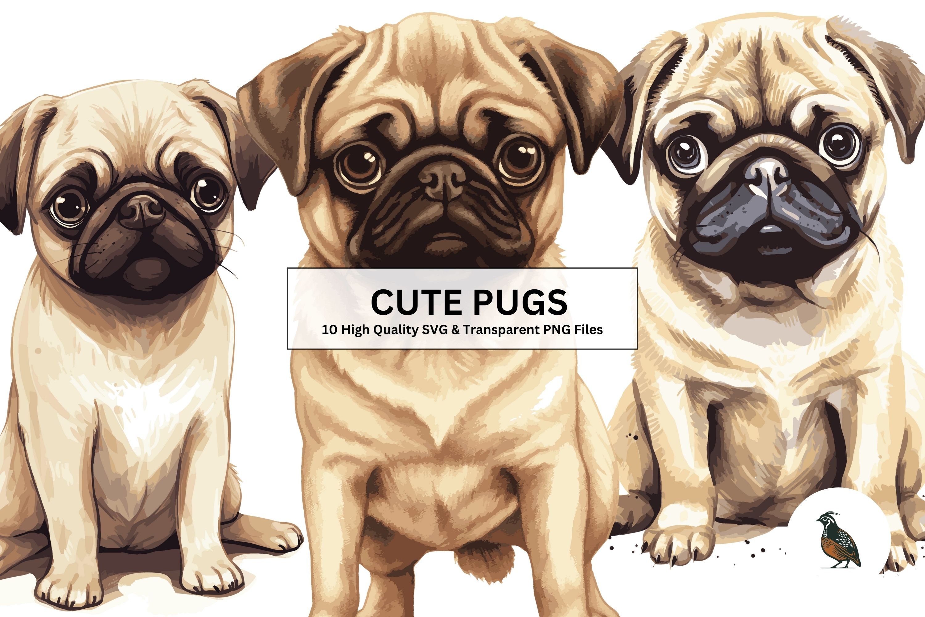 Cute Pug SVG | Pug Clipart PNG | 10 High Quality Vector Pug Art ...