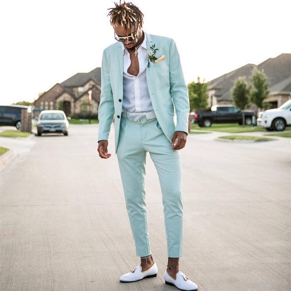 Green slim clearance fit suit