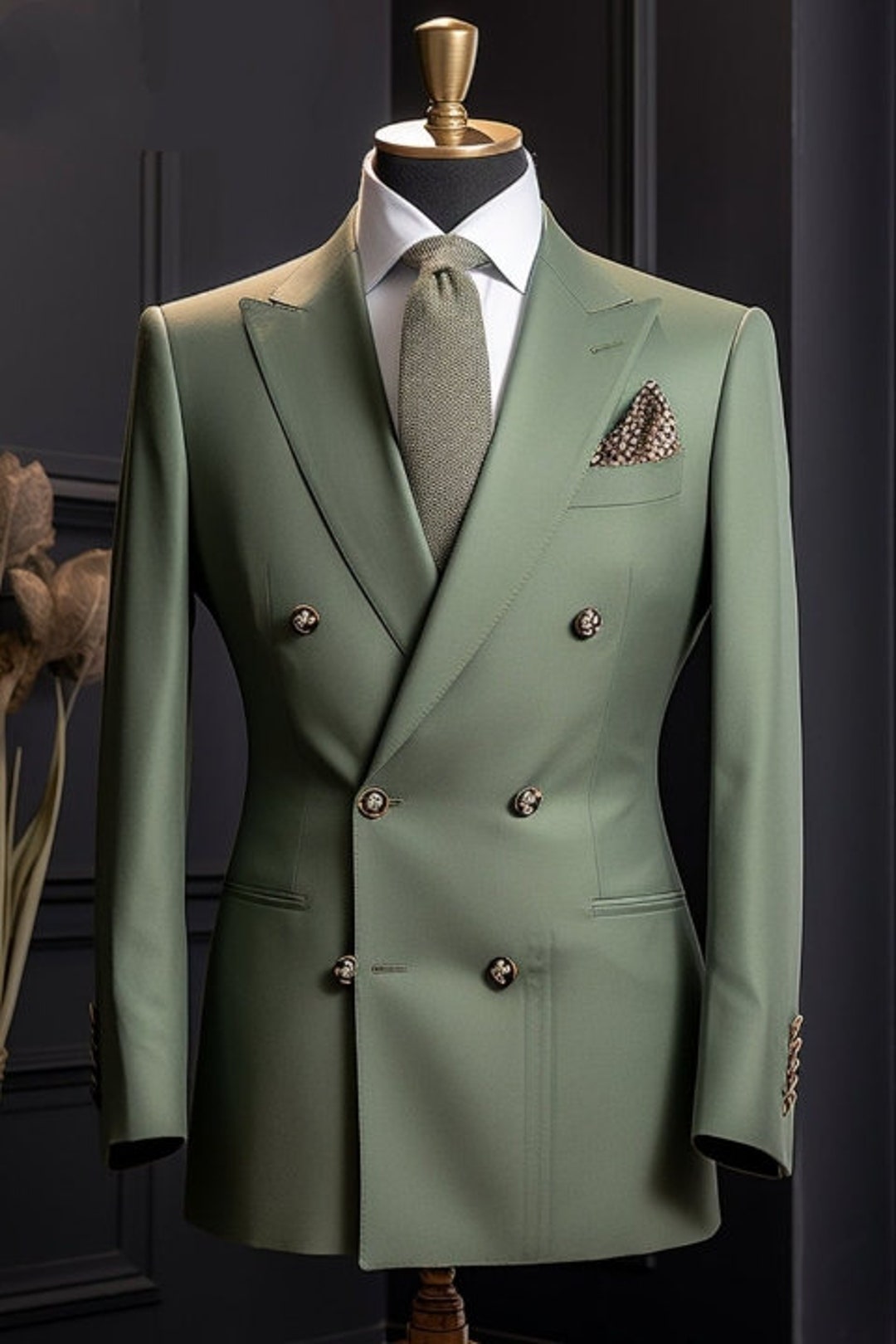 Men Green Suit 2 Piece Sophisticated Sage Green Double - Etsy