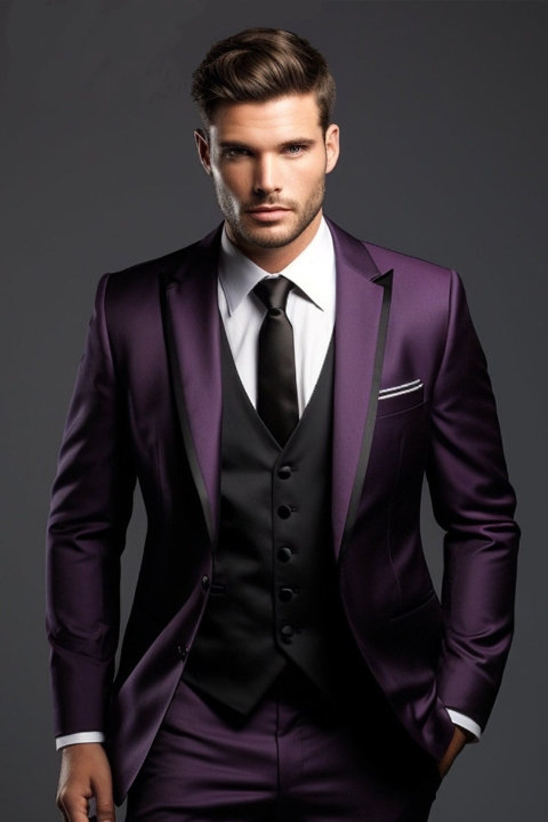 Men Suit Men's Elite Purple Tuxedo Suit Sophisticated Wedding Attire ...