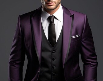 Men Suit - Men's Elite Purple Tuxedo Suit – Sophisticated Wedding Attire - Tailored Suit - Bespoke Wedding Suit, Groomsmen Suits, Prom Suit