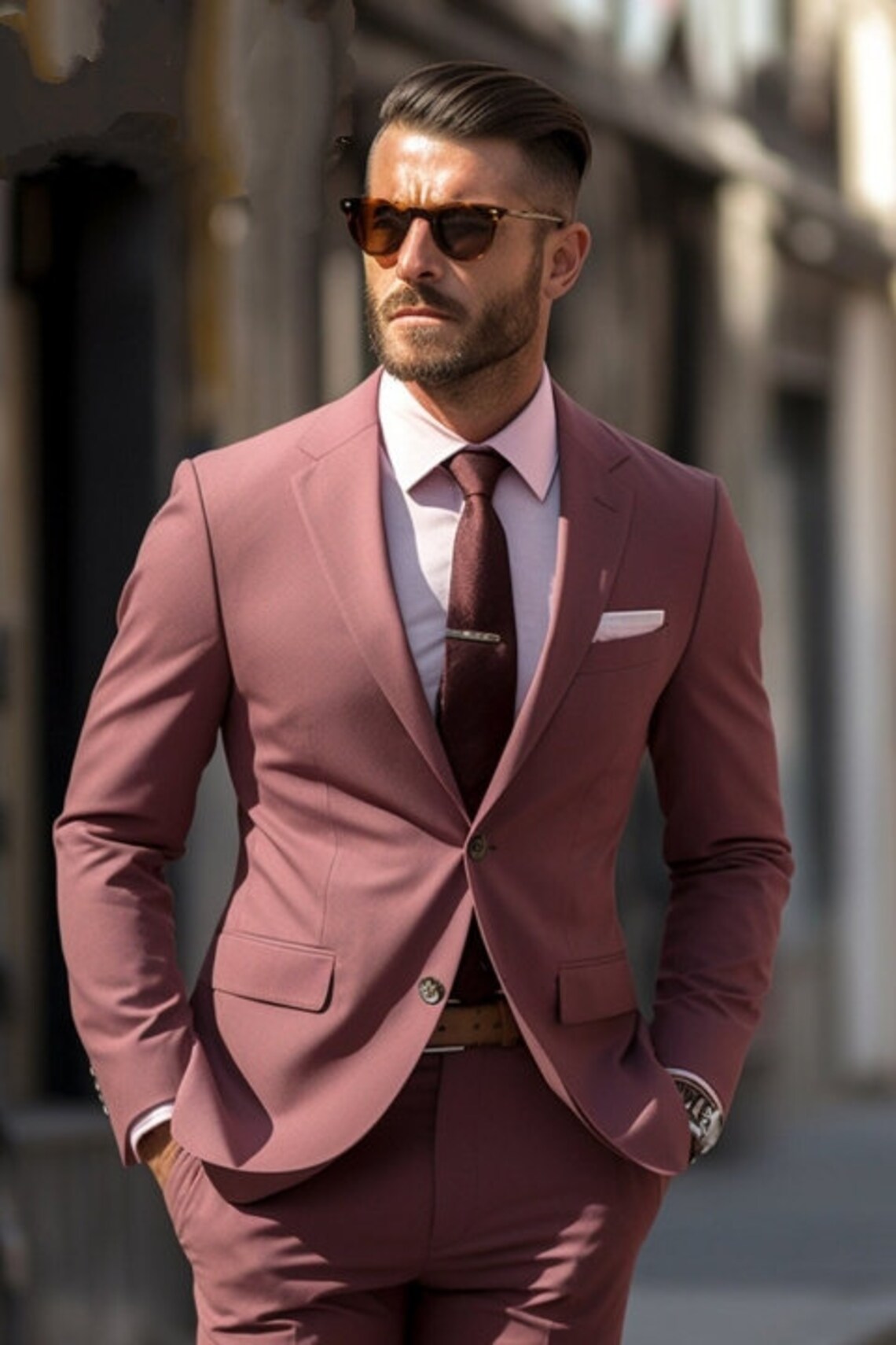 Men's Dusty Rose Two Piece Suit Modern Fit Suit for Special Occasions