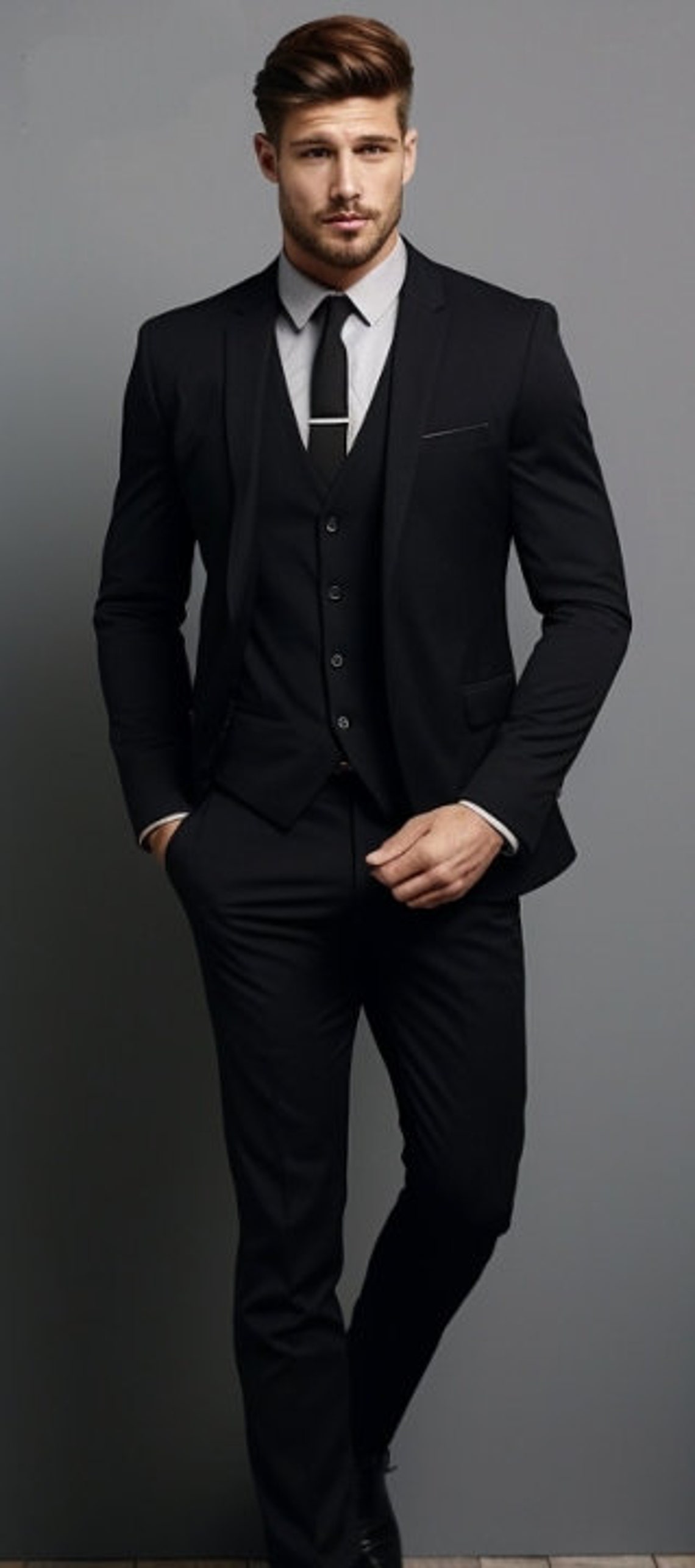 Black Slimfit Suit 3 Piece Suit Premium Men