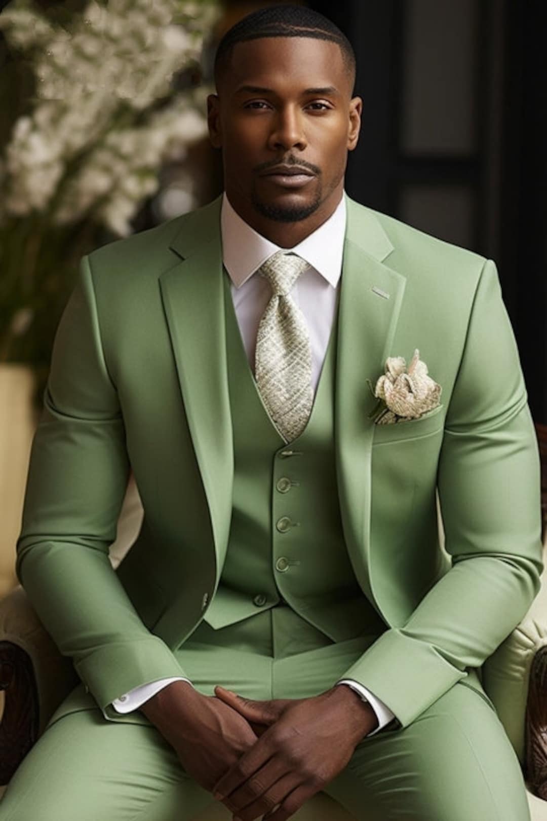 Men Green Suite Men Honey Dew Green 3 Piece Suit tailored Fit Green