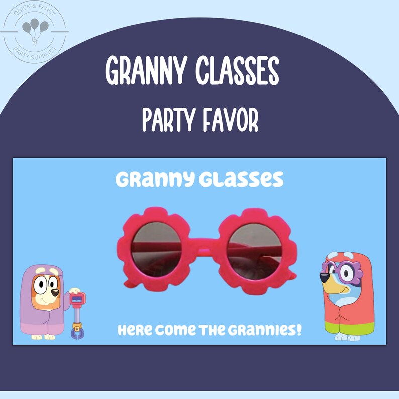 Granny Glasses Bluey Party Favor Digital Download Bluey Etsy De