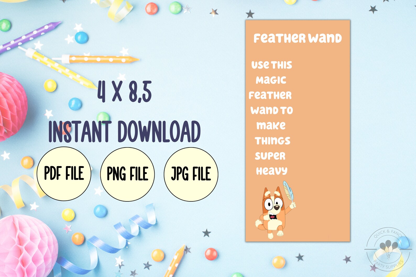 Magic Feather Wand Bluey Theme Birthday Party Bluey Etsy