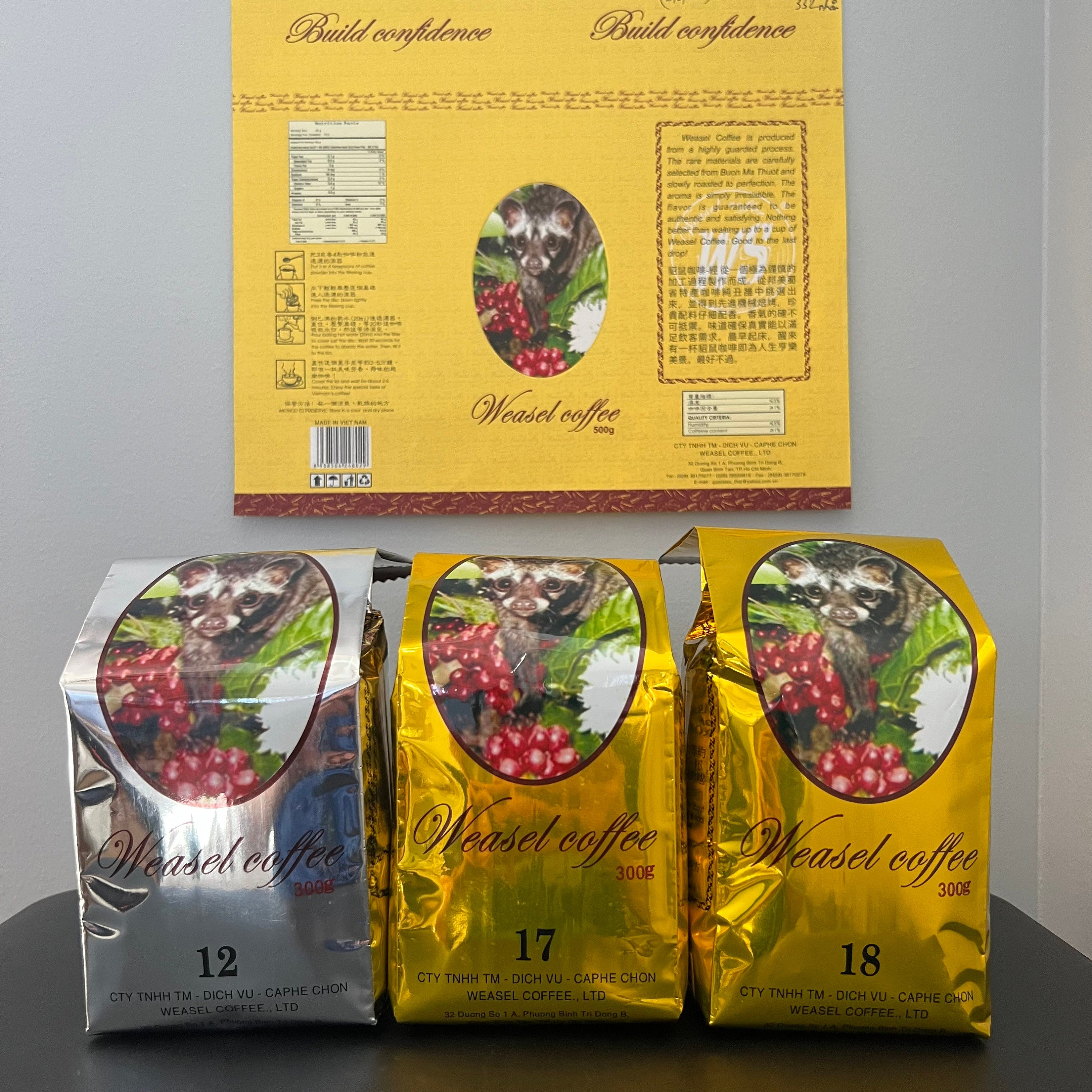 Traditional Original Vietnamese Weasel Coffee- Whole Beans or Ground Coffee (300g/bag)