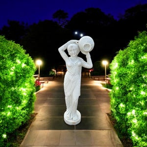 Handcrafted White Marble Lady Statue Classic Figurine Sophisticated Timeless Modern Arts Women Sculpture Excusive Garden Interior Decors