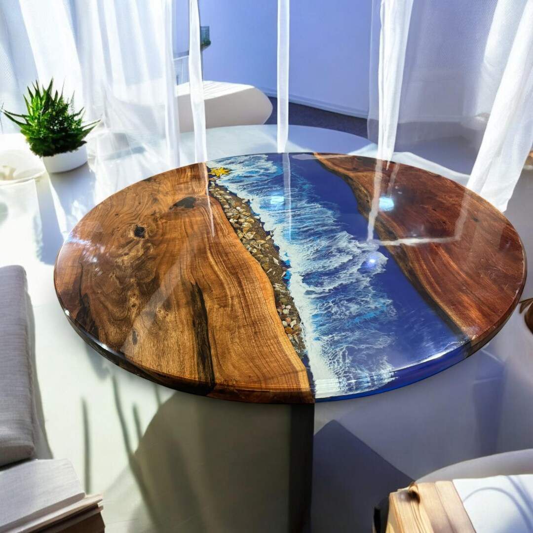 Handmade Acacia Wood Ocean Wave Epoxy Table: Luxury Home Decor - Etsy