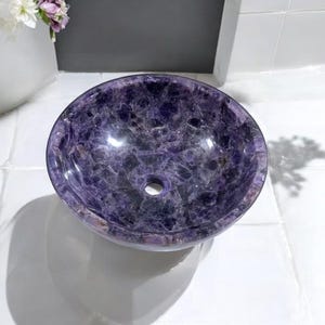 Amethyst Stone Kitchen Countertop Sink, Amethyst Wash Basin, Stone Sink , Modern Vanity Sink, Handcrafted Sink , Home Decor