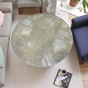Luxurious White Quartz Sofa Center End Coffee Table Tops Healing Crystal Gem Stone Custom Modern Arts Balcony Centerpiece & Furniture Decors