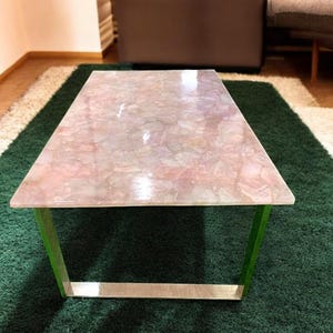 Pink Rose Quartz Table Top With Stand Legs /  Stone Counter Table / Coffee Table /  Dining room Furniture