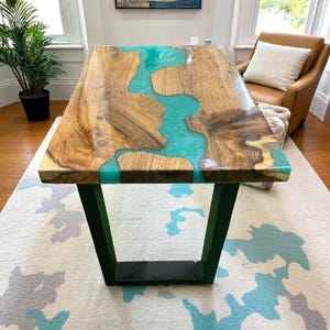 Epoxy Table Top / Blue River Epoxy Table Top / Wooden Resin Table Top / Rectangular Wood Table / Wooden Table Top for Garden Decor Home