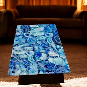Blue Agate Table Top Stunning Handcrafted Elegance Dining & Kitchen Decor