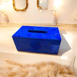 Rechteck Lapis Lazuli Tissue Box Cover Zufällig Blauer Stein Heilstein Handgemachte Kunst Exquisite Premium Arbeit Luxus Gefäß Innendekore
