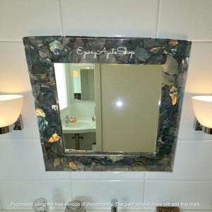 Labradorite Stone Mirror Wall Hanging: Handmade Decorative Art
